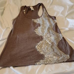 Gaby Brown Lace Tank Small